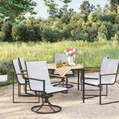 2pc Henning Outdoor Patio Dining Chairs Arm Chairs Gray - Project 62™ 1 2pc Henning Outdoor Patio Dining Chairs Arm Chairs Gray - Project 62™