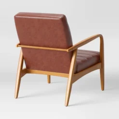 Northway Channel Tufted Wood Armchair Brown Faux Leather - Project 62™ -Cheap Project 62 Store GUEST 20d09d47 9eaf 4d7d ac87 605b97dbae27