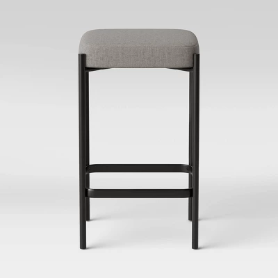 Edinburgh Upholstered Backless Counter Height Barstool With Metal Base Gray - Project 62™ 2 Edinburgh Upholstered Backless Counter Height Barstool With Metal Base Gray - Project 62™ - Image 2