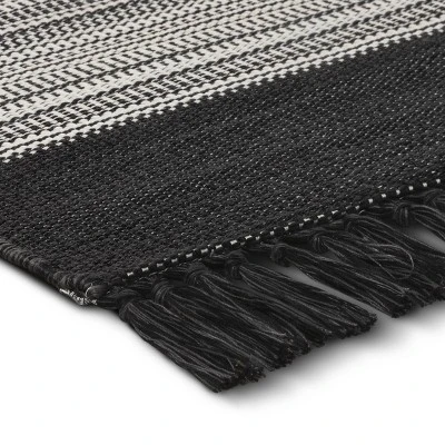 5' X 7' Outdoor Rug Striped Fringe Black - Project 62™ 1 5' X 7' Outdoor Rug Striped Fringe Black - Project 62™