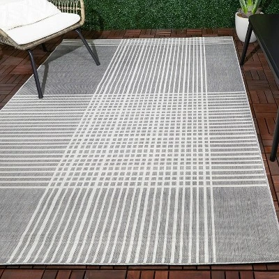 5' X 7' Plaid Outdoor Rug Gray - Project 62™ 1 5' X 7' Plaid Outdoor Rug Gray - Project 62™
