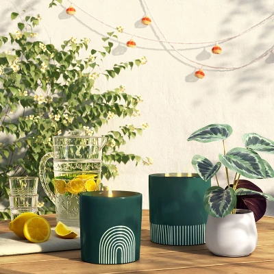 30oz Cylindrical Ceramic Arch 2-Wick Citronella Candle Deep Green - Project 62™ 1 30oz Cylindrical Ceramic Arch 2-Wick Citronella Candle Deep Green - Project 62™