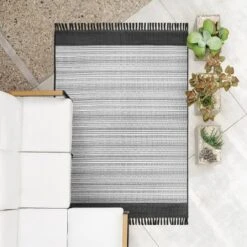 7' X 10' Outdoor Rug Striped Fringe Black - Project 62™ -Cheap Project 62 Store GUEST cd564f5b 1bfc 4256 a3d9 97e6d89b24db