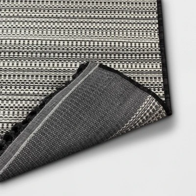 5' X 7' Outdoor Rug Striped Fringe Black - Project 62™ 2 5' X 7' Outdoor Rug Striped Fringe Black - Project 62™ - Image 2