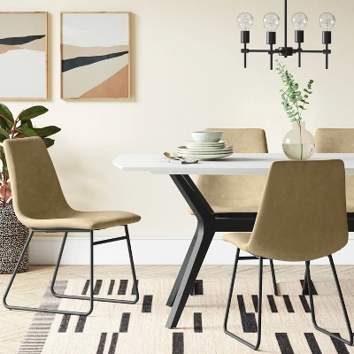 2pk Bowden Faux Leather And Metal Dining Chairs Natural - Project 62™ 1 2pk Bowden Faux Leather And Metal Dining Chairs Natural - Project 62™