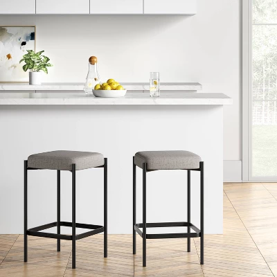 Edinburgh Upholstered Backless Counter Height Barstool With Metal Base Gray - Project 62™ 1 Edinburgh Upholstered Backless Counter Height Barstool With Metal Base Gray - Project 62™